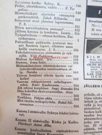 Kotiliesi 1943 nr 19, Kansikuvan sommitellut Doris Bengström; aihe koulutarvikkeita ja eväät syksy 1943. Hermolääkäri ajattelee väsynyttä