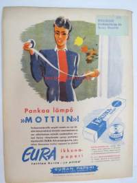 Kotiliesi 1943 nr 19, Kansikuvan sommitellut Doris Bengström; aihe koulutarvikkeita ja eväät syksy 1943. Hermolääkäri ajattelee väsynyttä