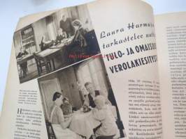 Kotiliesi 1943 nr 18, Kansikuvan sommitellut Doris Bengström; auhe perunakori ja silakkatynnyri.  Ruokailunurkkauksen välttämättömät. Ajankuvaa syksy 1943