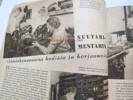 Kotiliesi 1943 nr 18, Kansikuvan sommitellut Doris Bengström; auhe perunakori ja silakkatynnyri.  Ruokailunurkkauksen välttämättömät. Ajankuvaa syksy 1943