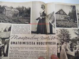 Kotiliesi 1943 nr 16, sisältää mm. seur. artikkelit / kuvat / mainokset; Kansikuvan sommitellut Doris Bengström, Värikäs päänalunen, Tyttärien kerho, Kun