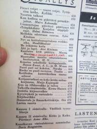 Kotiliesi 1943 nr 16, sisältää mm. seur. artikkelit / kuvat / mainokset; Kansikuvan sommitellut Doris Bengström, Värikäs päänalunen, Tyttärien kerho, Kun