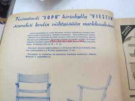 Kotiliesi 1943 nr 8, sisältää mm. seur. artikkelit / kuvat / mainokset; Kansikuva Doris Bengström (kuvassa mukana Dora Jungin Sotilaan koti -liina), Keinutuoli