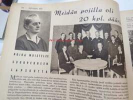 Kotiliesi 1943 nr 8, sisältää mm. seur. artikkelit / kuvat / mainokset; Kansikuva Doris Bengström (kuvassa mukana Dora Jungin Sotilaan koti -liina), Keinutuoli