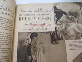 Kotiliesi 1943 nr 8, sisältää mm. seur. artikkelit / kuvat / mainokset; Kansikuva Doris Bengström (kuvassa mukana Dora Jungin Sotilaan koti -liina), Keinutuoli