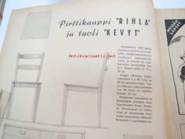 Kotiliesi 1943 nr 6, sisältää mm. seur. artikkelit / kuvat / mainokset; Pirttikaappi &quot;Rihla&quot;, ja tuoli &quot;Kevyt&quot;, Vahingosta viisastuu eli Lottakomennuskokemuksia,