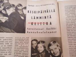 Kotiliesi 1943 nr 5, sisältää mm. seur. artikkelit / kuvat / mainokset; Kansikuvan sommitellut Doris Bengström, Kirjottuja kesälaukkuja, Keskipäivällä