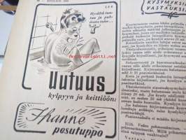 Kotiliesi 1943 nr 3, helmikuu Kansikuvan sommitellut Doris Bengström, Vuoden kuvat, Kinkerit, Jos perheenemäntä kuolee. Kinkerit.