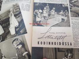 Kotiliesi 1943 nr 3, helmikuu Kansikuvan sommitellut Doris Bengström, Vuoden kuvat, Kinkerit, Jos perheenemäntä kuolee. Kinkerit.