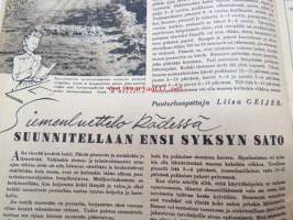 Kotiliesi 1943 nr 3, helmikuu Kansikuvan sommitellut Doris Bengström, Vuoden kuvat, Kinkerit, Jos perheenemäntä kuolee. Kinkerit.