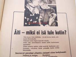 Kotiliesi 1943 nr 3, helmikuu Kansikuvan sommitellut Doris Bengström, Vuoden kuvat, Kinkerit, Jos perheenemäntä kuolee. Kinkerit.