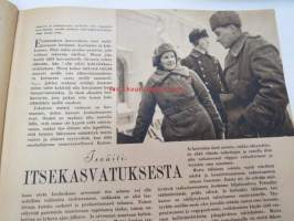 Kotiliesi 1943 nr 2, tammikuu  Kansikuvan sommitellut Doris Bengström; aiheena rukki.  Miten yhteiskunta tukee monilapsisia perheitä?