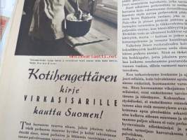 Kotiliesi 1943 nr 2, tammikuu  Kansikuvan sommitellut Doris Bengström; aiheena rukki.  Miten yhteiskunta tukee monilapsisia perheitä?