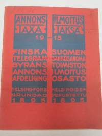 Ilmoitustaksa 1915 Suomen sähkösanomatoimiston ilmoitusosasto - Annonstaxa - Finska telegram byrions annonsafdelning