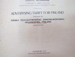 Ilmoitustaksa 1915 Suomen sähkösanomatoimiston ilmoitusosasto - Annonstaxa - Finska telegram byrions annonsafdelning