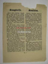 Kuulutus; Suomen opetus-tarkk´ampujakomppanian...1879 -asiakirja