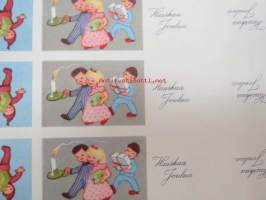 Joulukorttiarkki, pieniä taittokortteja (ei postikortteja) -leikkaamaton painoarkki v. 194?