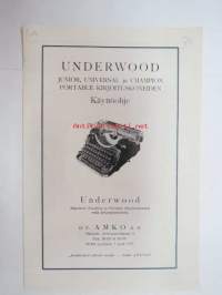 Underwood Junior, Universal ja Champion Portable kirjoituskoneiden käyttöohje, alkaen numerosta 20309