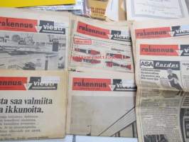 Rakennusviesti 1969 numerot 1,2,3,5,8,10 6 kpl lehtiä, monipuolisesti tuon ajan rakentamisesta