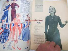 Kodin Pukimet 1956 nr 2. Takakannessa ryijymalleja: Aurinkokello, Helmikuu, Linnunrata ja Porvoon markkinat
