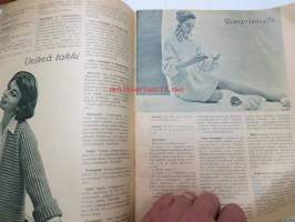 Kodin Pukimet 1956 nr 2. Takakannessa ryijymalleja: Aurinkokello, Helmikuu, Linnunrata ja Porvoon markkinat