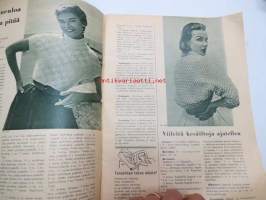 Kodin Pukimet 1956 nr 2. Takakannessa ryijymalleja: Aurinkokello, Helmikuu, Linnunrata ja Porvoon markkinat