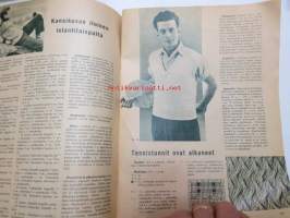 Kodin Pukimet 1956 nr 2. Takakannessa ryijymalleja: Aurinkokello, Helmikuu, Linnunrata ja Porvoon markkinat