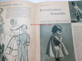 Kodin Pukimet 1956 nr 2. Takakannessa ryijymalleja: Aurinkokello, Helmikuu, Linnunrata ja Porvoon markkinat