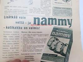 Kodin Pukimet 1956 nr 2. Takakannessa ryijymalleja: Aurinkokello, Helmikuu, Linnunrata ja Porvoon markkinat