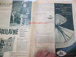 Kodin Pukimet 1956 nr 2. Takakannessa ryijymalleja: Aurinkokello, Helmikuu, Linnunrata ja Porvoon markkinat