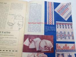 Kodin Pukimet 1956 nr 2. Takakannessa ryijymalleja: Aurinkokello, Helmikuu, Linnunrata ja Porvoon markkinat