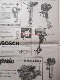 Koneviesti 1959 nr 8 -mm. Volvo traktorit, Ville-200 kaivinkone, metsäviikon konenäyttely, kääntötraktori DT-14B, perämoottori-numero Morris Oxford, katso