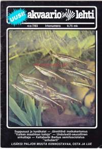 Akvaariolehti 7 / 1983. Kuukauden kala on keltabarbi.