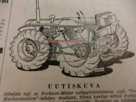 Maaseudun Koneviesti 1955 / 4/III helmikuu II.sis mm TraktoriesittelySulzer nelipyörävetoinen traktori.Moottoripyöräilijän palsta,Excelsior-Victoria.Koneita