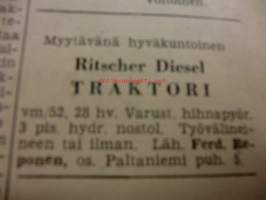 Maaseudun Koneviesti 1955 / 4/III helmikuu II.sis mm TraktoriesittelySulzer nelipyörävetoinen traktori.Moottoripyöräilijän palsta,Excelsior-Victoria.Koneita