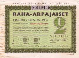 Raha-arpa 10. helmikuuta 1956; arpalippu