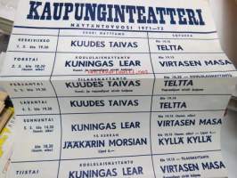 Turun kaupunginteatteri näytäntövuosi 1971-72 -maaliskuun näytännöt, mainosjuliste