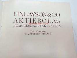 Finlayson &amp; Co Aktiebolaget Tammerfors, Finland, Bomullsmanufakturverk Grundat 1820 -tehtaan historiaa ja nykypäivää (vuonna 1920), ruotsinkielinen