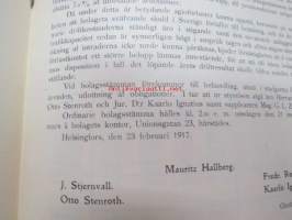 Spårvägs- och Omnibus aktiebolaget Helsingfors 1916 - Styrelsens berättelse över verksamhet -vuosikertomus ruotsiksi