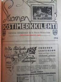 Suomen postimerkkilehti sidottu vuosikerta 1933-37 -annual volumes