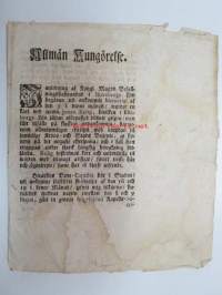 Allmän Kungörelse 26.9.1791 - ...Liffländaren Johan Lar har olofligen afwikit från .... Baron, Öfverste Lietenanten  och Riddaren  Högväborne  Carl Ephraim