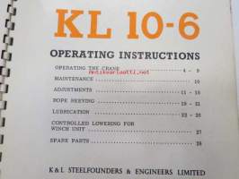 Jones KL 10-6 operating instructions -nosturin käyttöohjekirja englanniksi