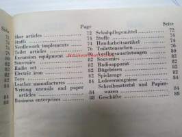 Ostostulkki - Köplexikon - Shopping guide - Einkaufsdolmetscher - Kesko Oy:n (1952) ulkomaalaisia varten painattama tulkkauskirja ostosten teon helpottamiseksi