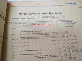 E. Merck, Darmstadt, 1932 Mai - I Präparate für Analyse, Mikroskopie usw. II Chemicalien, Präparate usw. III Mineralien und Sammlungen -reagensseja, kemikaaleja