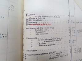 E. Merck, Darmstadt, 1932 Mai - I Präparate für Analyse, Mikroskopie usw. II Chemicalien, Präparate usw. III Mineralien und Sammlungen -reagensseja, kemikaaleja