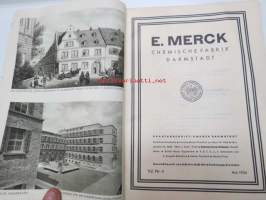 E. Merck, Darmstadt, 1934 Mai - I Präparate für Analyse, Mikroskopie usw. II Chemicalien, Präparate usw. III Mineralien und Sammlungen -reagensseja, kemikaaleja