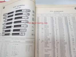 Osakeyhtiö S &amp; N 1939 luettelo nr 5 Jarruhihnat, kytkinpinnat sekä nestejarruosat -varaosaluettelo