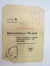 Kariniemen TT-ajot moottoripyörilä Pikku-Vesijärven radalla 28.7.1951 / Viipurin Moottorikerho ry -käsiohjelma