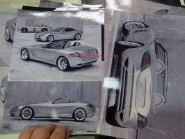 Mercedes-Benz SLR Roadster Press Information - lehdistötiedotekansio värikuvineen ja tietoineen, urheiluauton tuotannon käynnistys ja esittely