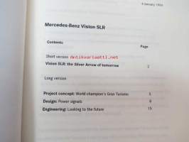 Mercedes-Benz Vision SLR Press Information - lehdistötiedotekansio värikuvineen ja tietoineen, urheiluauton konseptin esittelyä